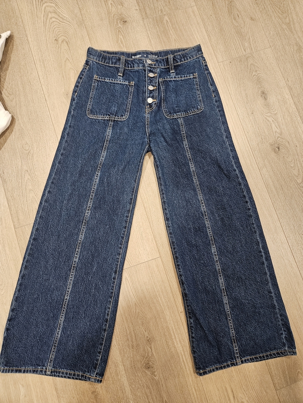 Old Navy Dark Blue Wide-Leg Jeans with Front Patch Pockets